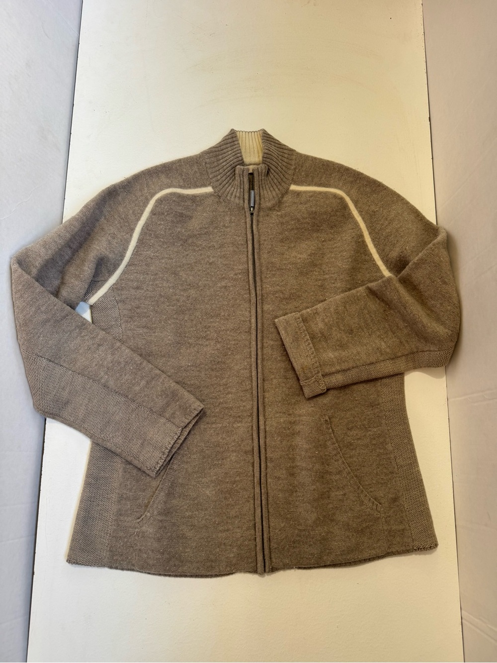 Smartwool Full Zip Sweater Womens medium Merino Wool light brown VTG